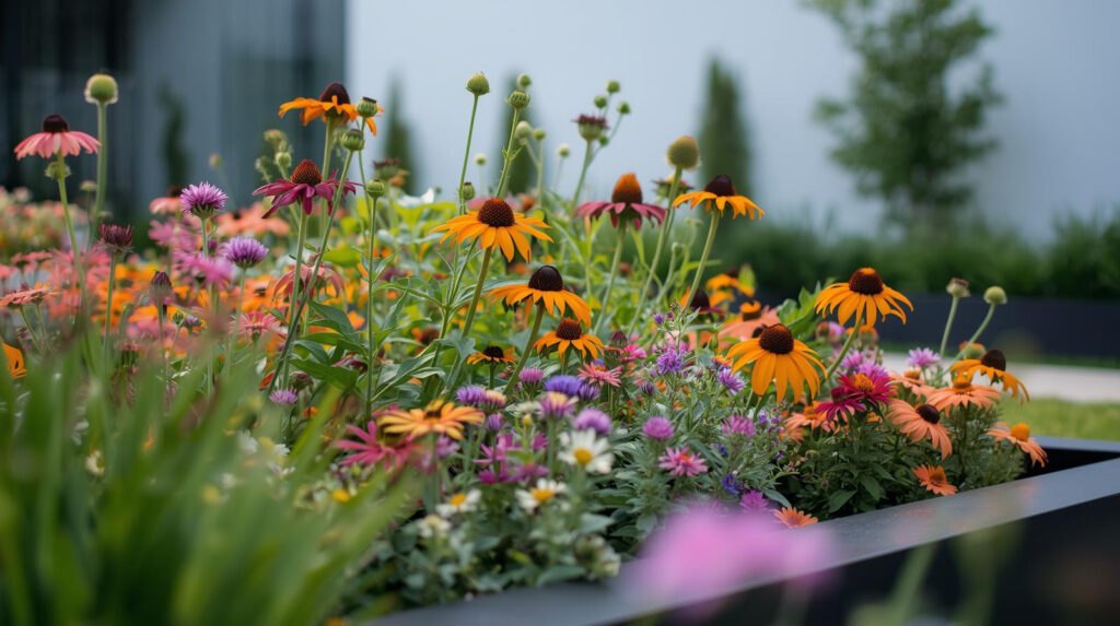 Präriestauden in einem Hochbeet in voller Sonne